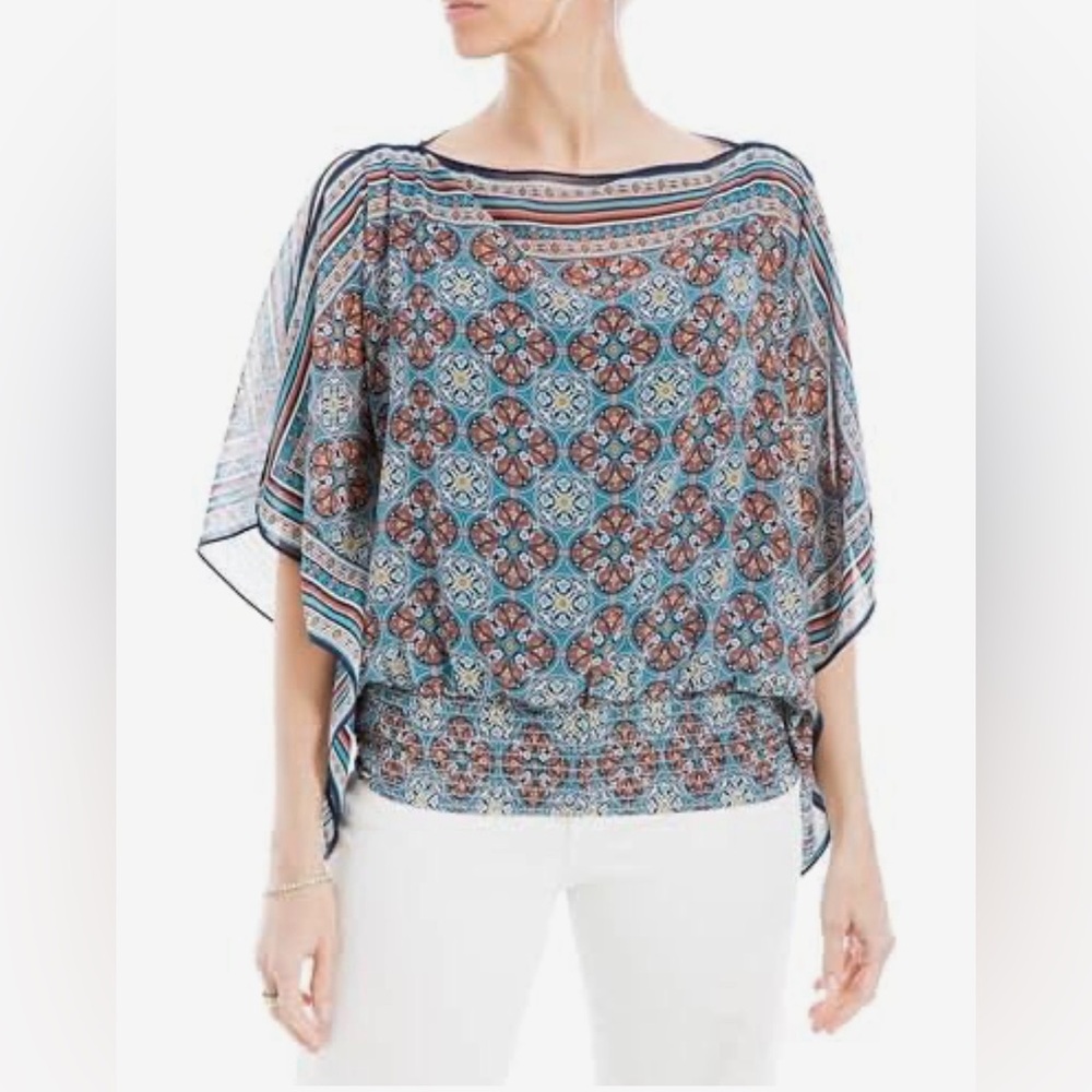 Max Studio Georgette Split Sleeve Scarf Blouse